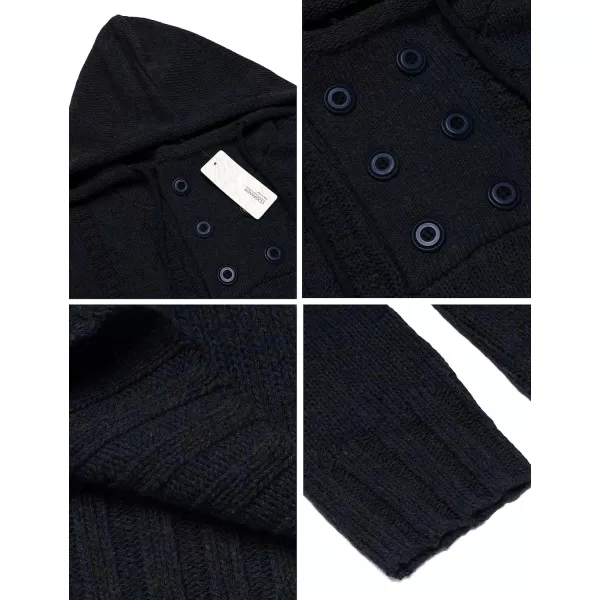 COOFANDY Men's Knitted Hoodies Pullover Casual Long Sleeve Turtleneck Sweaters