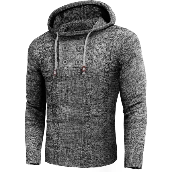 COOFANDY Men's Knitted Hoodies Pullover Casual Long Sleeve Turtleneck Sweaters