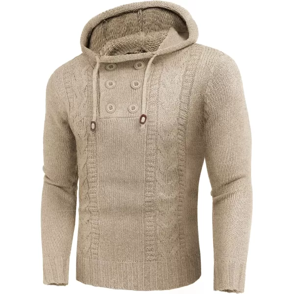 COOFANDY Men's Knitted Hoodies Pullover Casual Long Sleeve Turtleneck Sweaters