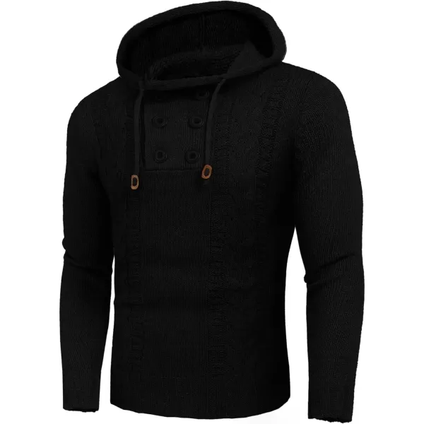 COOFANDY Men's Knitted Hoodies Pullover Casual Long Sleeve Turtleneck Sweaters