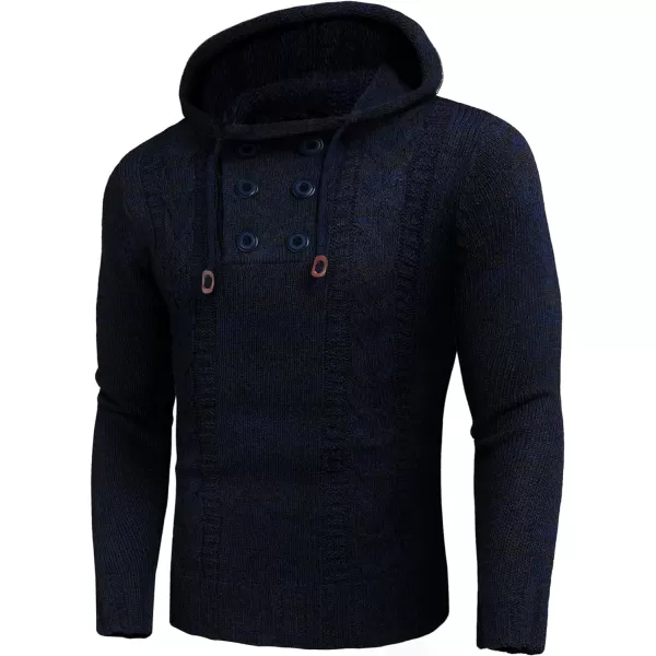 COOFANDY Men's Knitted Hoodies Pullover Casual Long Sleeve Turtleneck Sweaters