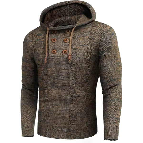 COOFANDY Men's Knitted Hoodies Pullover Casual Long Sleeve Turtleneck Sweaters