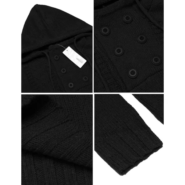 COOFANDY Men's Knitted Hoodies Pullover Casual Long Sleeve Turtleneck Sweaters