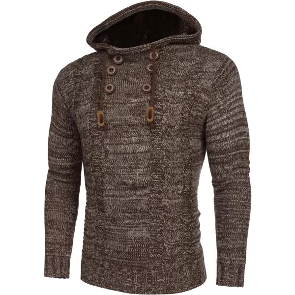 COOFANDY Men's Knitted Hoodies Pullover Casual Long Sleeve Turtleneck Sweaters
