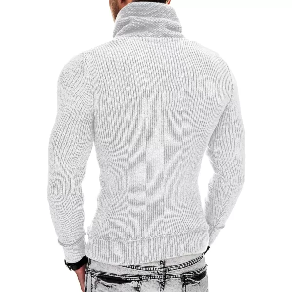 COOFANDY Men's Knitted Turtleneck Pullover Shawl Collar Sweaters Slim Fit High Neck Hoodies with Pockets