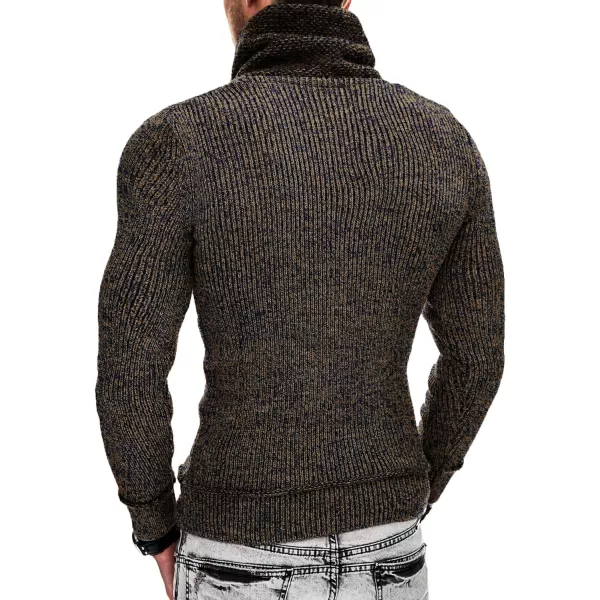 COOFANDY Men's Knitted Turtleneck Pullover Shawl Collar Sweaters Slim Fit High Neck Hoodies with Pockets