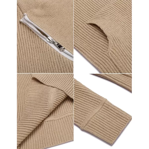 COOFANDY Men's Knitted Turtleneck Pullover Shawl Collar Sweaters Slim Fit High Neck Hoodies with Pockets