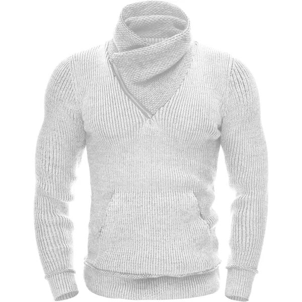 COOFANDY Men's Knitted Turtleneck Pullover Shawl Collar Sweaters Slim Fit High Neck Hoodies with Pockets