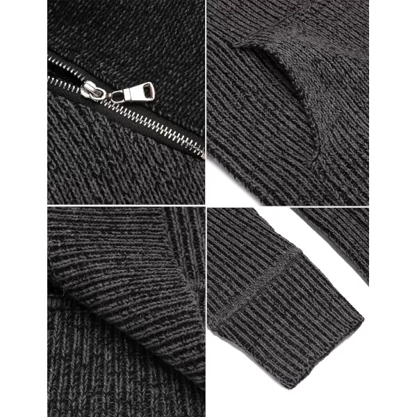 COOFANDY Men's Knitted Turtleneck Pullover Shawl Collar Sweaters Slim Fit High Neck Hoodies with Pockets