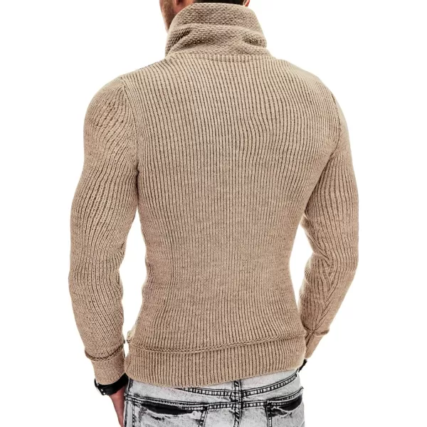 COOFANDY Men's Knitted Turtleneck Pullover Shawl Collar Sweaters Slim Fit High Neck Hoodies with Pockets