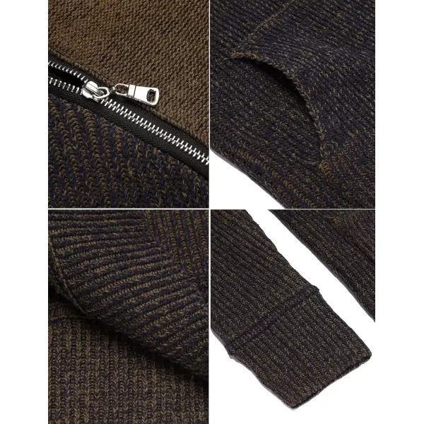 COOFANDY Men's Knitted Turtleneck Pullover Shawl Collar Sweaters Slim Fit High Neck Hoodies with Pockets