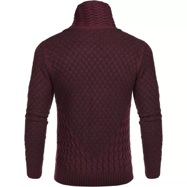 COOFANDY Men's Knitted Turtleneck Sweater Long Sleeve Slim Fit Designer Shawl Collar Pullover