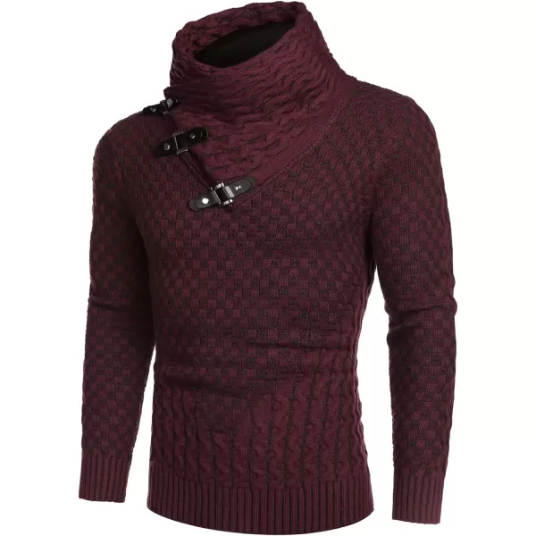 COOFANDY Men's Knitted Turtleneck Sweater Long Sleeve Slim Fit Designer Shawl Collar Pullover