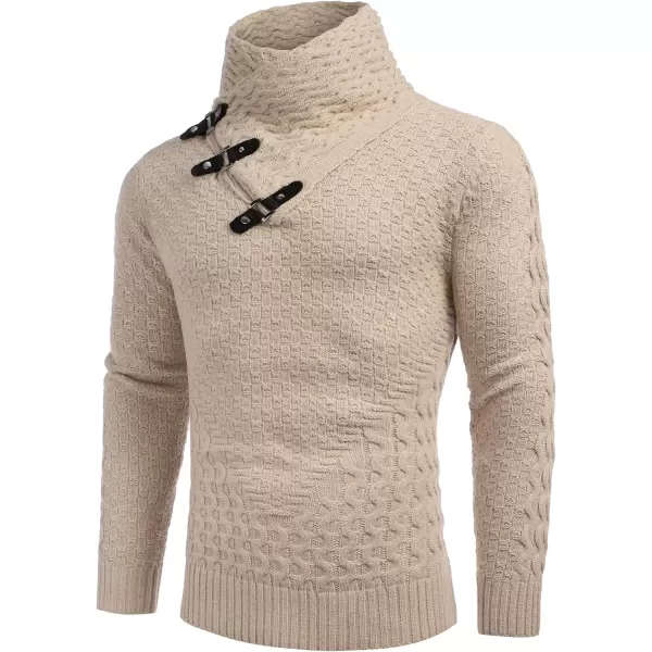 COOFANDY Men's Knitted Turtleneck Sweater Long Sleeve Slim Fit Designer Shawl Collar Pullover