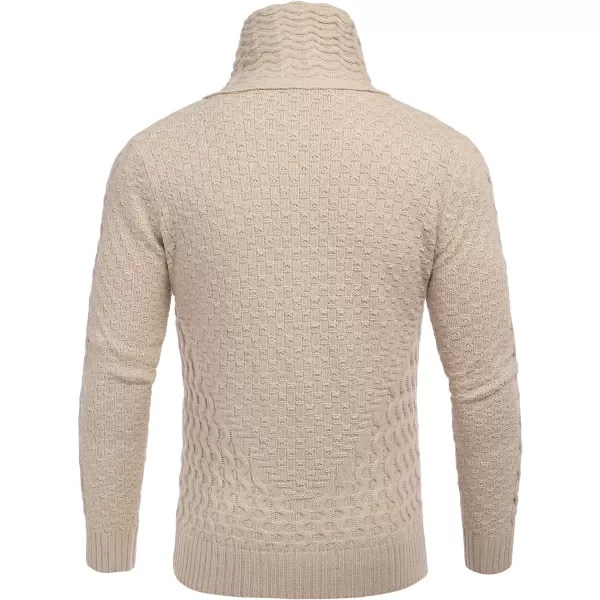 COOFANDY Men's Knitted Turtleneck Sweater Long Sleeve Slim Fit Designer Shawl Collar Pullover