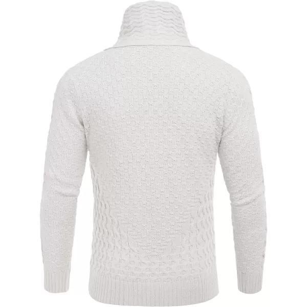 COOFANDY Men's Knitted Turtleneck Sweater Long Sleeve Slim Fit Designer Shawl Collar Pullover