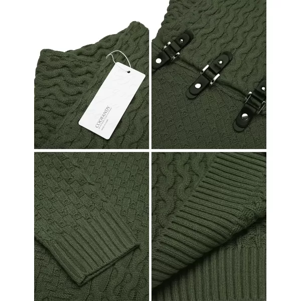 COOFANDY Men's Knitted Turtleneck Sweater Long Sleeve Slim Fit Designer Shawl Collar Pullover