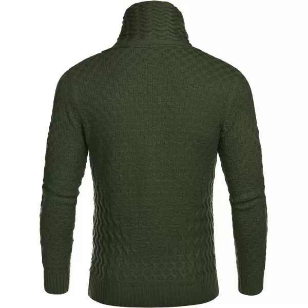 COOFANDY Men's Knitted Turtleneck Sweater Long Sleeve Slim Fit Designer Shawl Collar Pullover