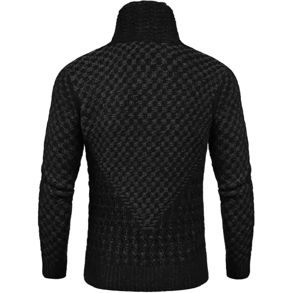 COOFANDY Men's Knitted Turtleneck Sweater Long Sleeve Slim Fit Designer Shawl Collar Pullover