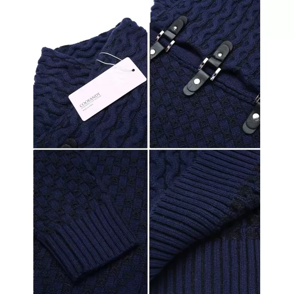 COOFANDY Men's Knitted Turtleneck Sweater Long Sleeve Slim Fit Designer Shawl Collar Pullover