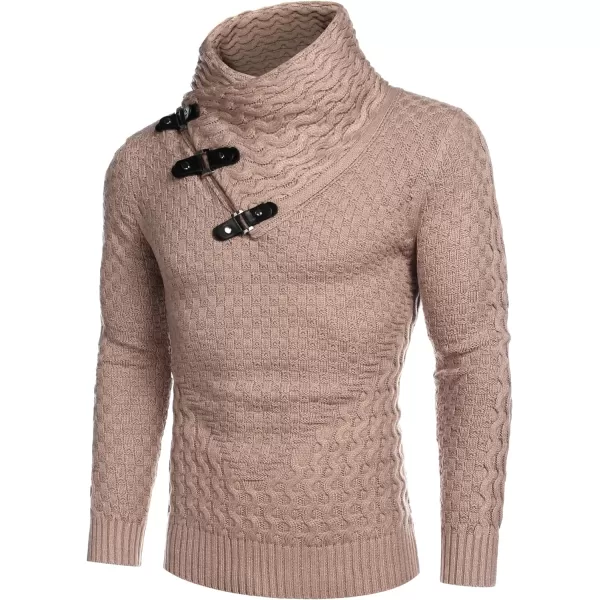 COOFANDY Men's Knitted Turtleneck Sweater Long Sleeve Slim Fit Designer Shawl Collar Pullover