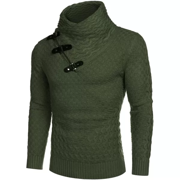 COOFANDY Men's Knitted Turtleneck Sweater Long Sleeve Slim Fit Designer Shawl Collar Pullover