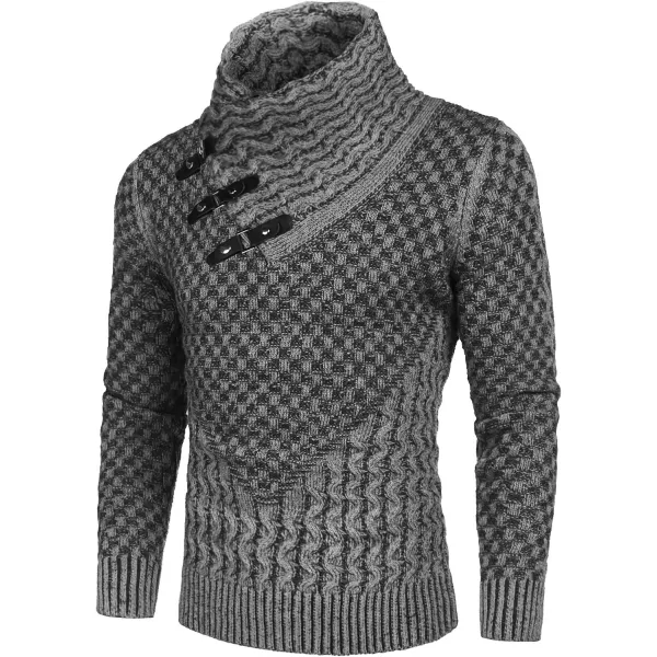 COOFANDY Men's Knitted Turtleneck Sweater Long Sleeve Slim Fit Designer Shawl Collar Pullover