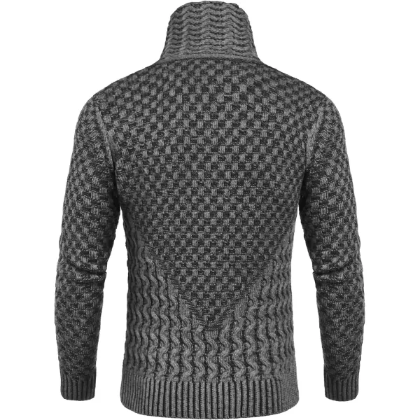 COOFANDY Men's Knitted Turtleneck Sweater Long Sleeve Slim Fit Designer Shawl Collar Pullover