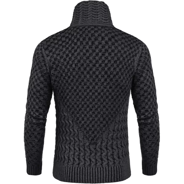 COOFANDY Men's Knitted Turtleneck Sweater Long Sleeve Slim Fit Designer Shawl Collar Pullover