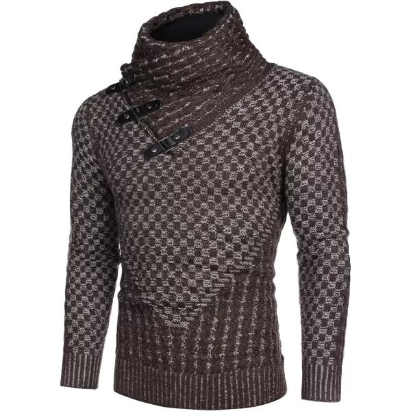 COOFANDY Men's Knitted Turtleneck Sweater Long Sleeve Slim Fit Designer Shawl Collar Pullover