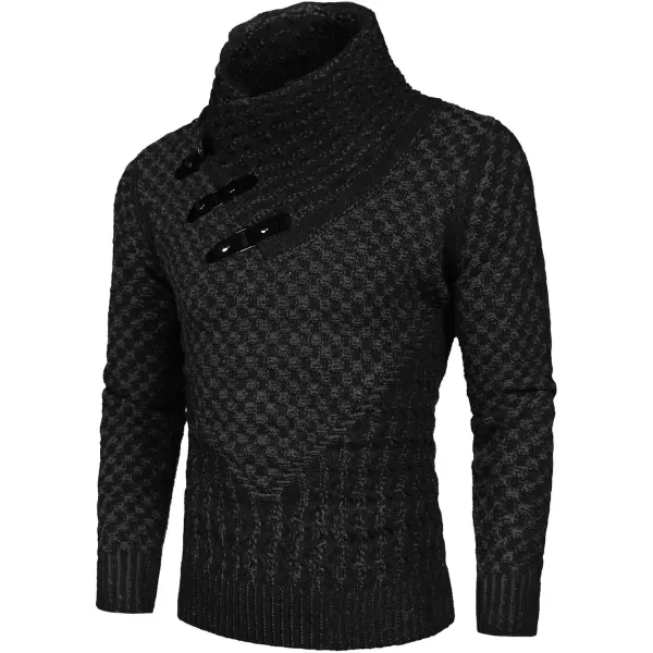 COOFANDY Men's Knitted Turtleneck Sweater Long Sleeve Slim Fit Designer Shawl Collar Pullover