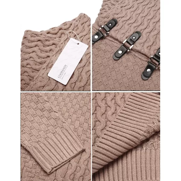 COOFANDY Men's Knitted Turtleneck Sweater Long Sleeve Slim Fit Designer Shawl Collar Pullover