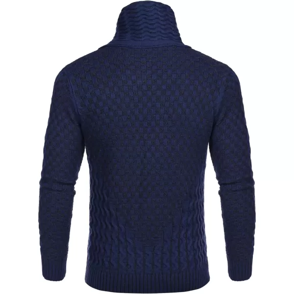 COOFANDY Men's Knitted Turtleneck Sweater Long Sleeve Slim Fit Designer Shawl Collar Pullover
