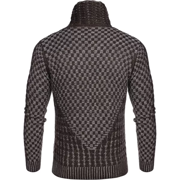 COOFANDY Men's Knitted Turtleneck Sweater Long Sleeve Slim Fit Designer Shawl Collar Pullover