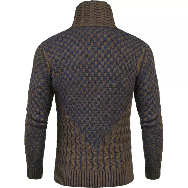 COOFANDY Men's Knitted Turtleneck Sweater Long Sleeve Slim Fit Designer Shawl Collar Pullover
