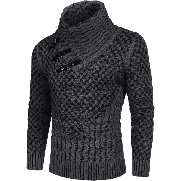 COOFANDY Men's Knitted Turtleneck Sweater Long Sleeve Slim Fit Designer Shawl Collar Pullover