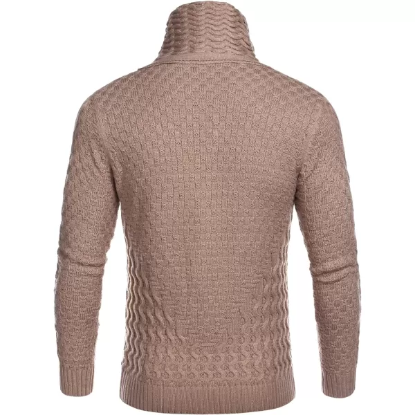 COOFANDY Men's Knitted Turtleneck Sweater Long Sleeve Slim Fit Designer Shawl Collar Pullover