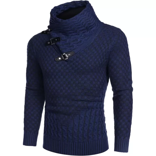 COOFANDY Men's Knitted Turtleneck Sweater Long Sleeve Slim Fit Designer Shawl Collar Pullover