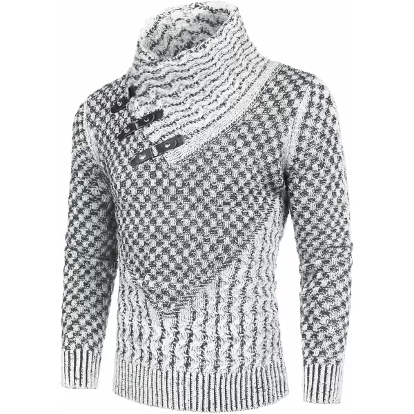 COOFANDY Men's Knitted Turtleneck Sweater Long Sleeve Slim Fit Designer Shawl Collar Pullover