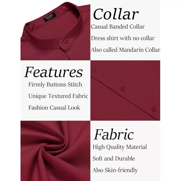 COOFANDY Men's Linen Shirt Beach Summer Banded Collar Button Down Casual Shirts