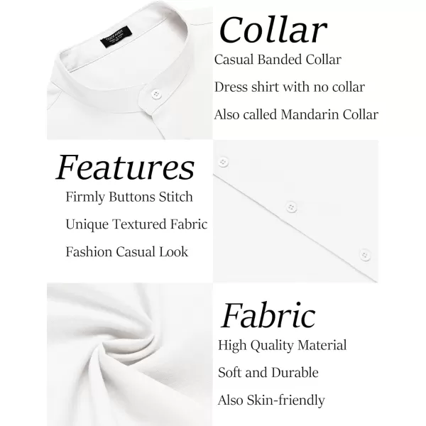 COOFANDY Men's Linen Shirt Beach Summer Banded Collar Button Down Casual Shirts