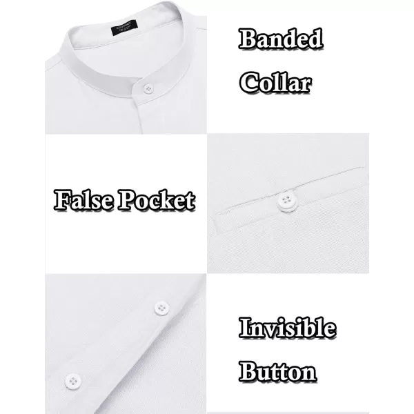 COOFANDY Men's Linen Shirts Long Sleeve Banded Collar Casual Button Down Shirts