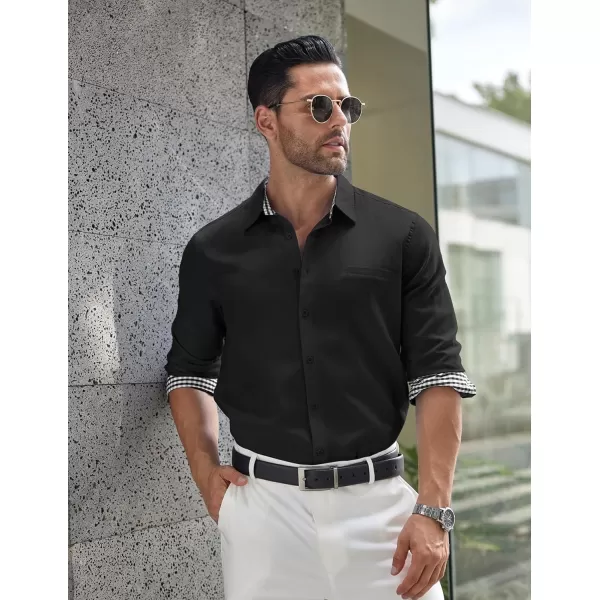 COOFANDY Mens Linen Textured Shirt Long Sleeve Button Down Shirt Casual Oxford Dress Shirt
