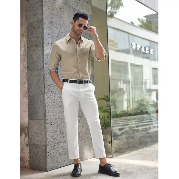 COOFANDY Mens Linen Textured Shirt Long Sleeve Button Down Shirt Casual Oxford Dress Shirt