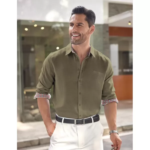 COOFANDY Mens Linen Textured Shirt Long Sleeve Button Down Shirt Casual Oxford Dress Shirt