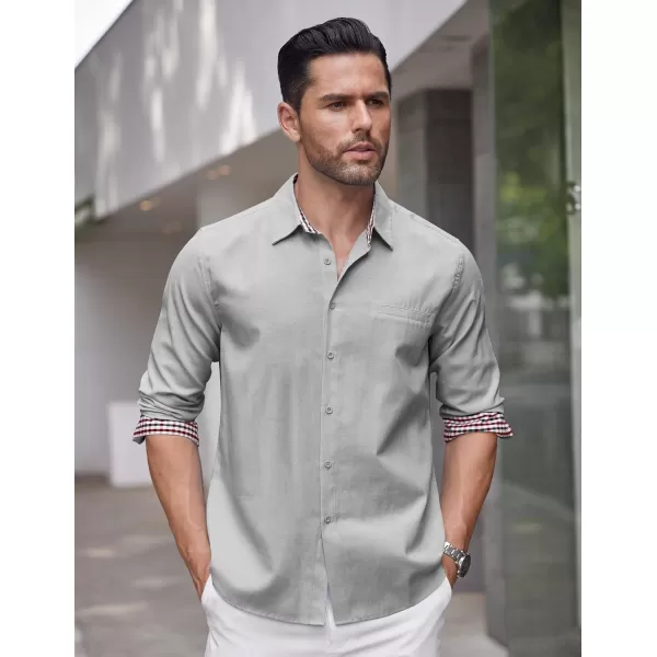 COOFANDY Mens Linen Textured Shirt Long Sleeve Button Down Shirt Casual Oxford Dress Shirt
