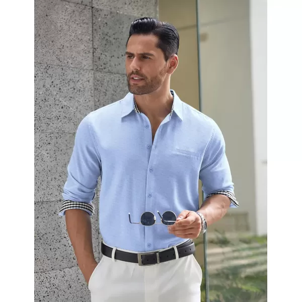 COOFANDY Mens Linen Textured Shirt Long Sleeve Button Down Shirt Casual Oxford Dress Shirt