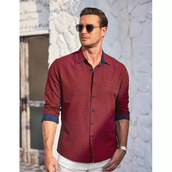 COOFANDY Mens Linen Textured Shirt Long Sleeve Button Down Shirt Casual Oxford Dress Shirt