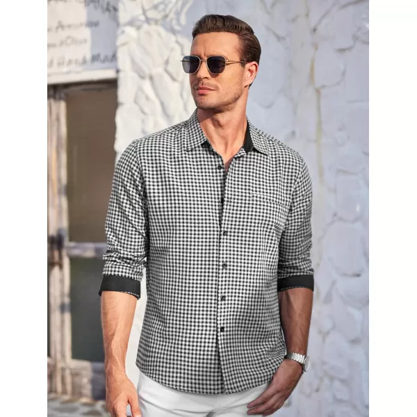 COOFANDY Mens Linen Textured Shirt Long Sleeve Button Down Shirt Casual Oxford Dress Shirt