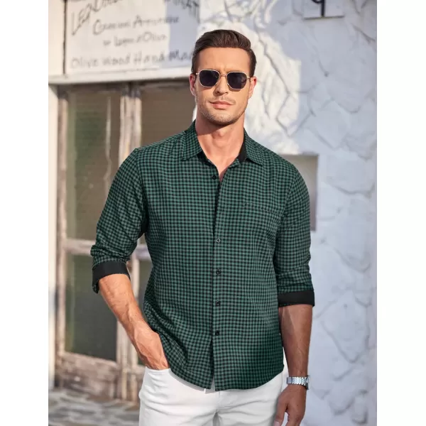 COOFANDY Mens Linen Textured Shirt Long Sleeve Button Down Shirt Casual Oxford Dress Shirt